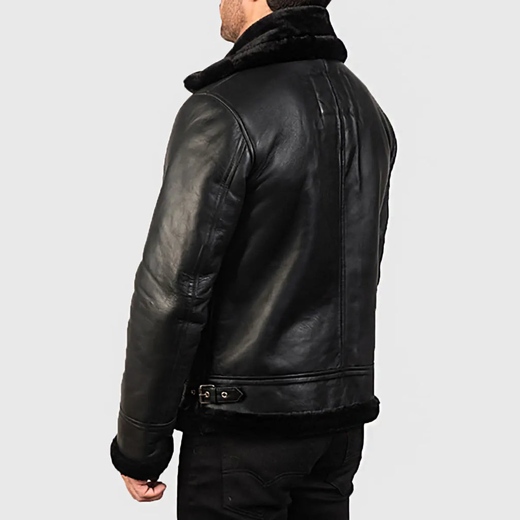 Men’s Black B-3 Bomber Leather Jacket