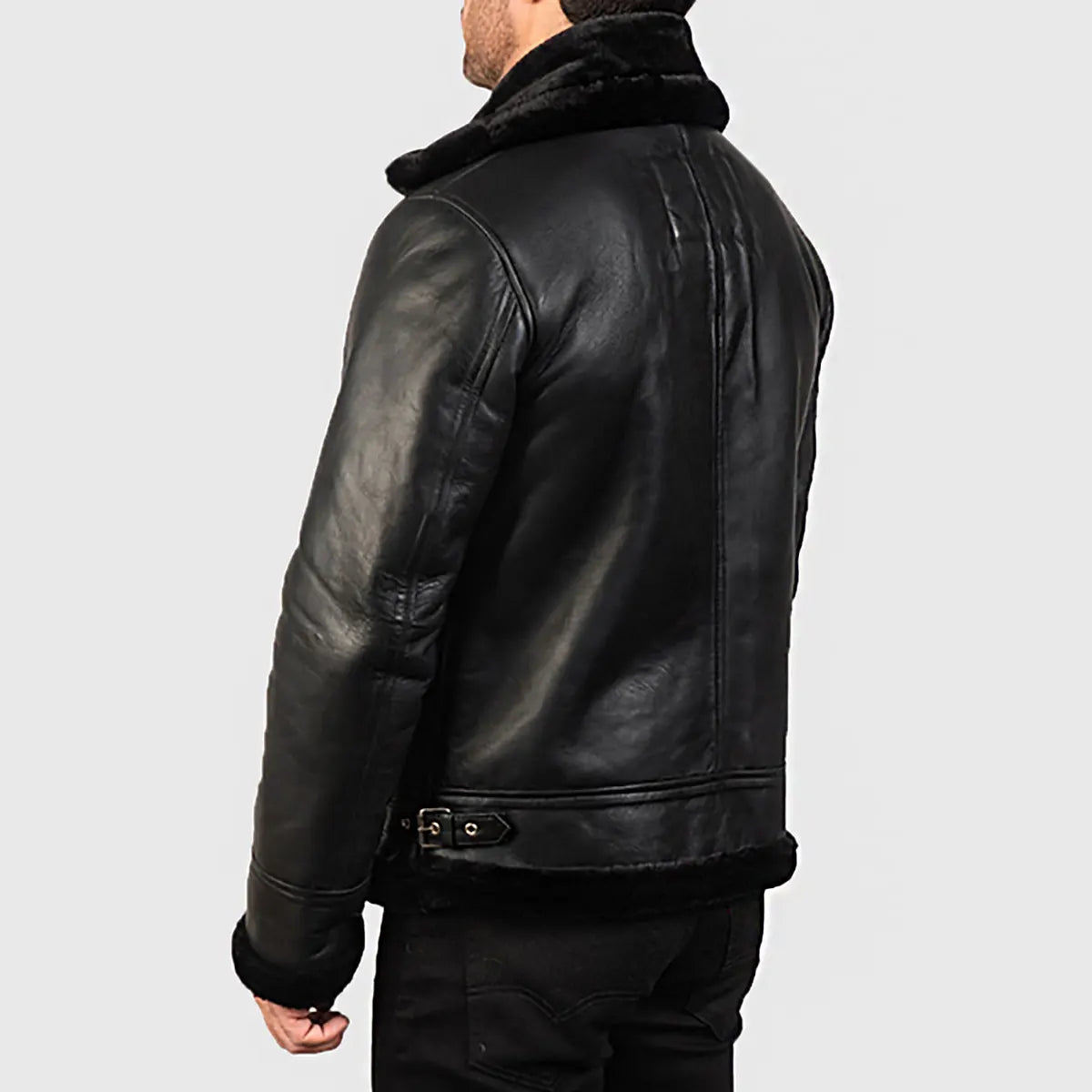 Men’s Black B-3 Bomber Leather Jacket