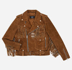 BRANDO Men's Suede Fringe Jacket Vintage Western Biker Jacket