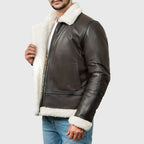 Men’s Brown B-3 Bomber Leather Jacket