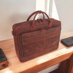 15.6 / 16 inches Reddish Brown Leather Business Laptop Bag