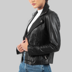 Women’s Black Biker Leather Jacket
