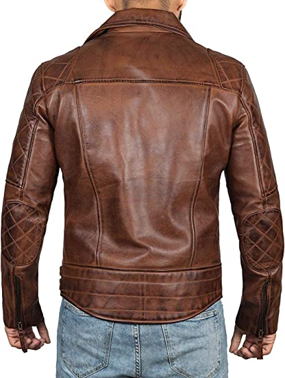 Men's Real Handmade Real Brown Sheep Motorcycle Leather Jacket For Men | Mens Biker Leather Jacket | Men Biker Jacket | Best Gift For Him