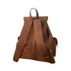 Vintage Dark Brown Leather Backpack - Handmade Leather Drawstring Bag