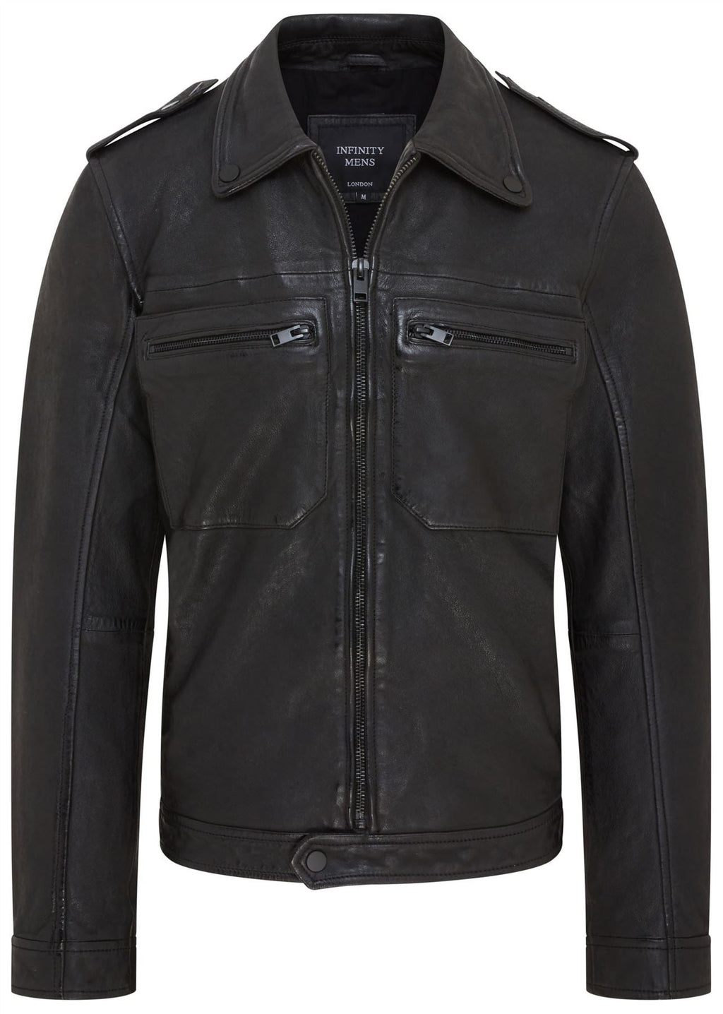 Mens Classic Black Leather Shirt Jacket - Harstad