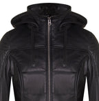 Women's Leather Quilted Parka Coat-Allentown