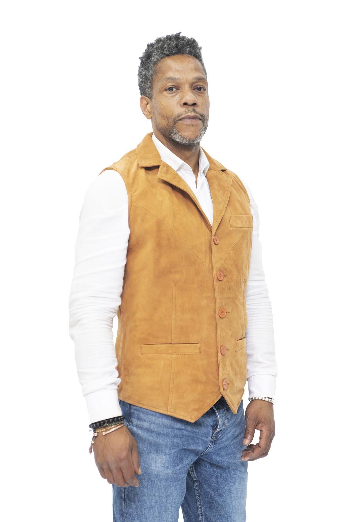 Mens Classic Smooth Goat Suede Leather Waistcoat-Exeter