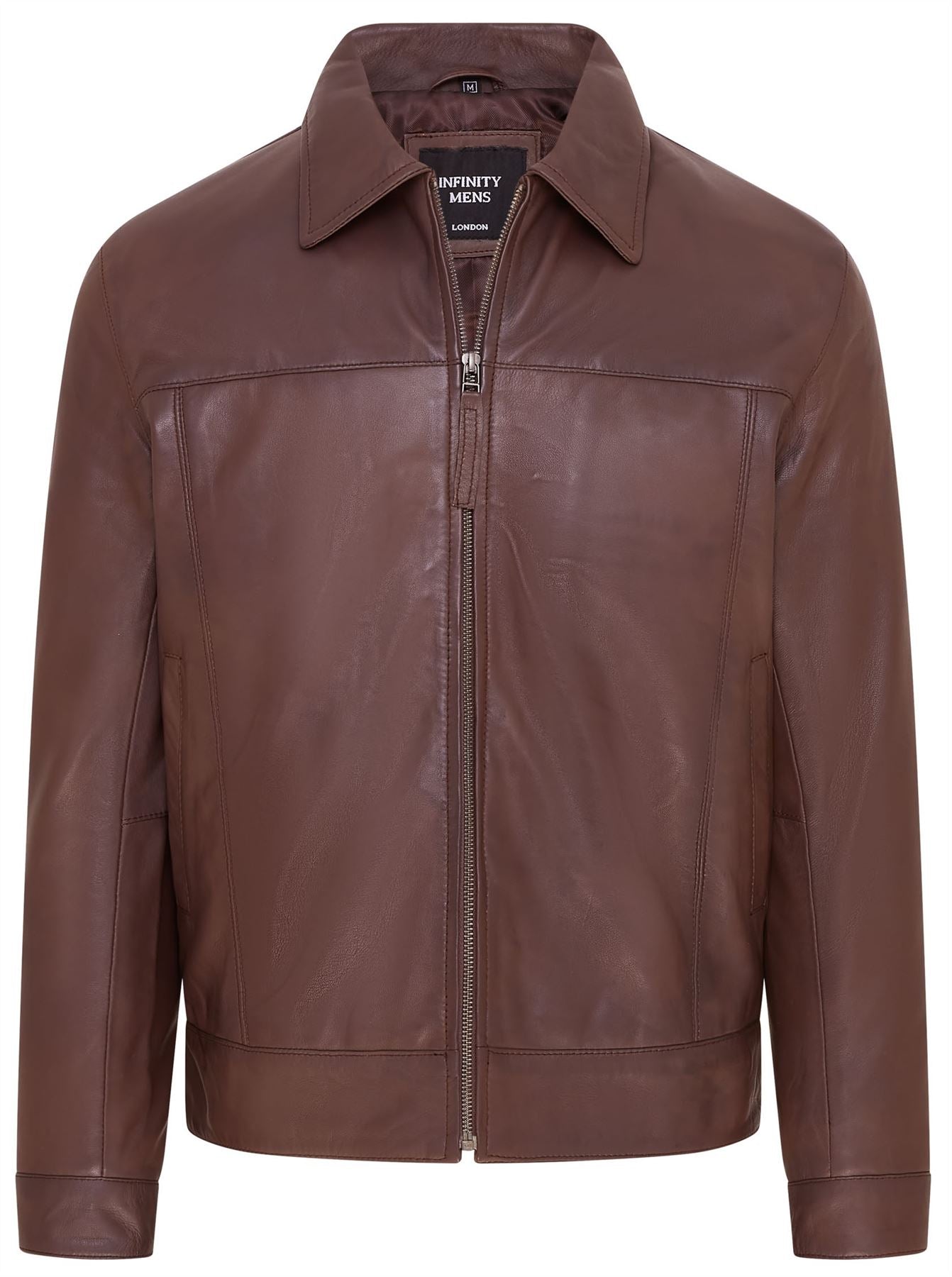 Mens Retro Classic Leather Harrington Biker Jacket - Drammen
