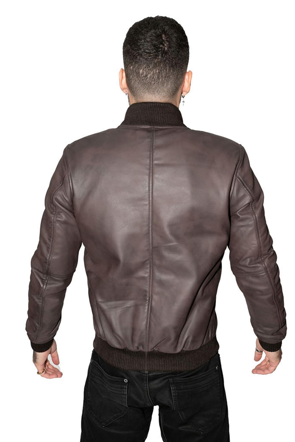 Mens Retro Varsity Leather Bomber Jacket-Pretoria