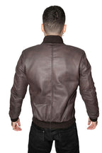 Mens Retro Varsity Leather Bomber Jacket-Pretoria