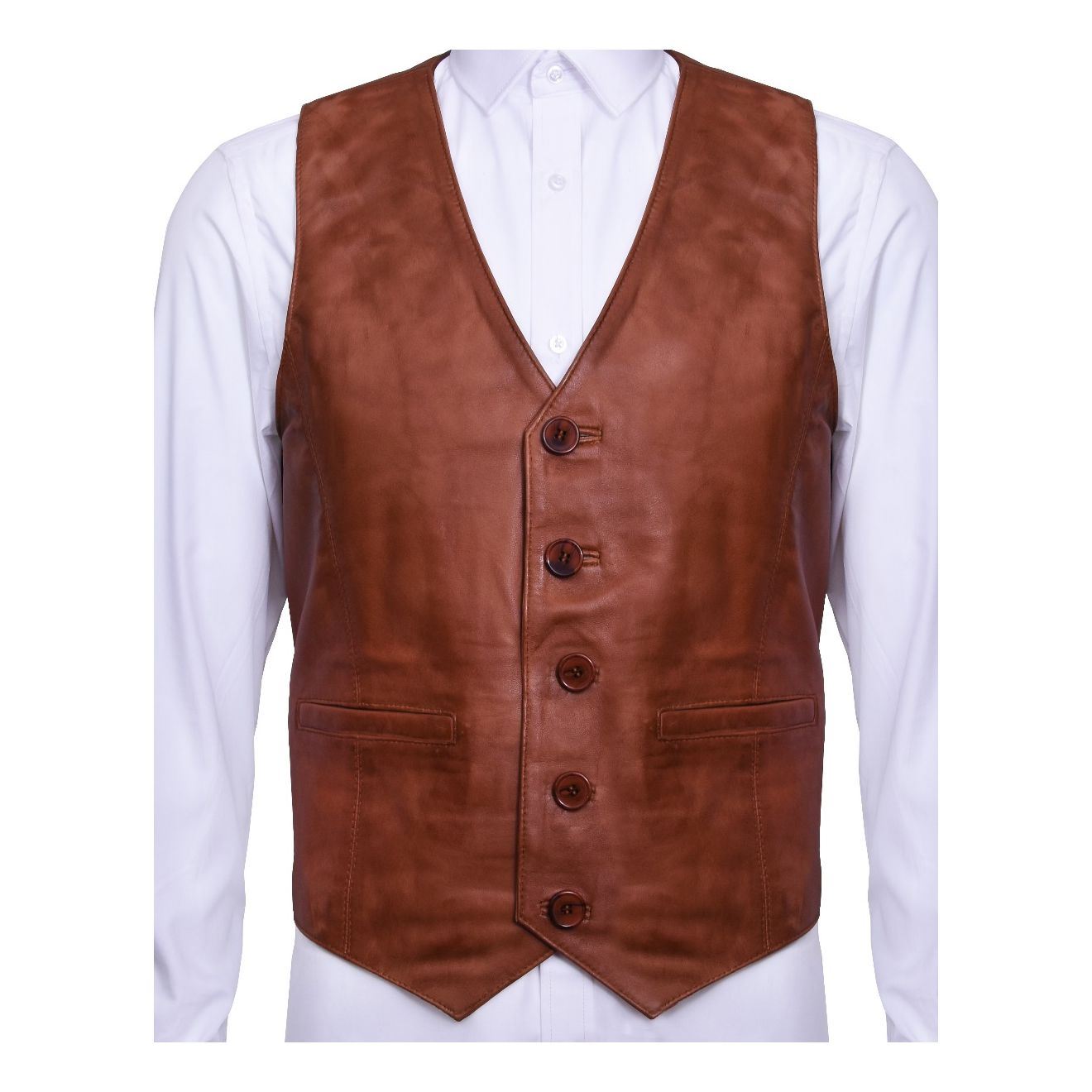 Mens Leather Waistcoat Formal Traditional Gilet Vest