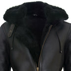 Mens Hooded Sheepskin Leather B3 Flying Jacket-Columbus