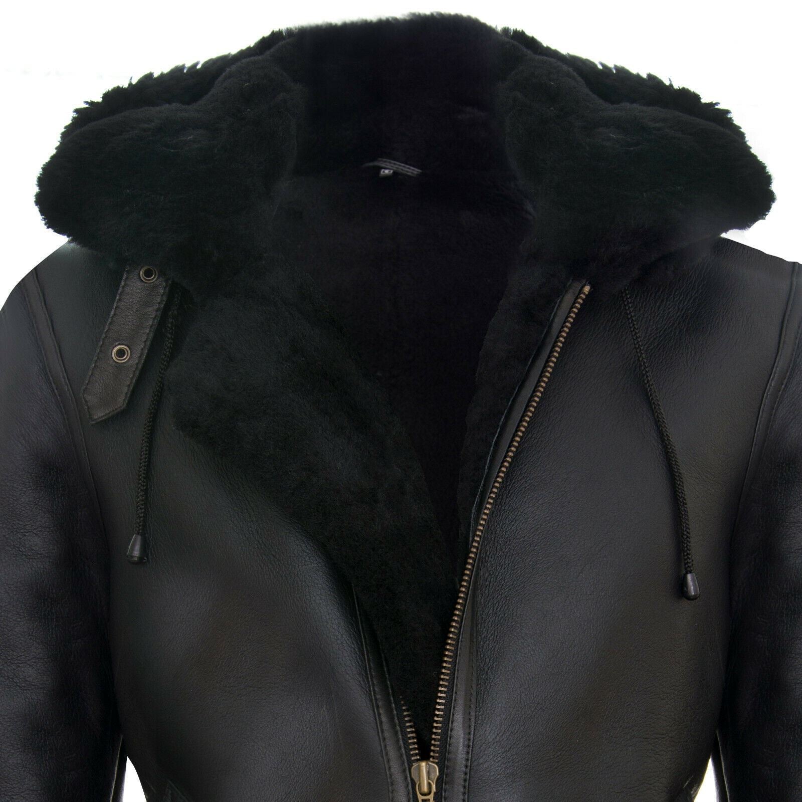 Mens Hooded Sheepskin Leather B3 Flying Jacket-Columbus