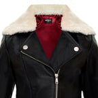 Kids Jackets Girls 100% Leather Detachable Collar Biker Jackets (3-13 Years)