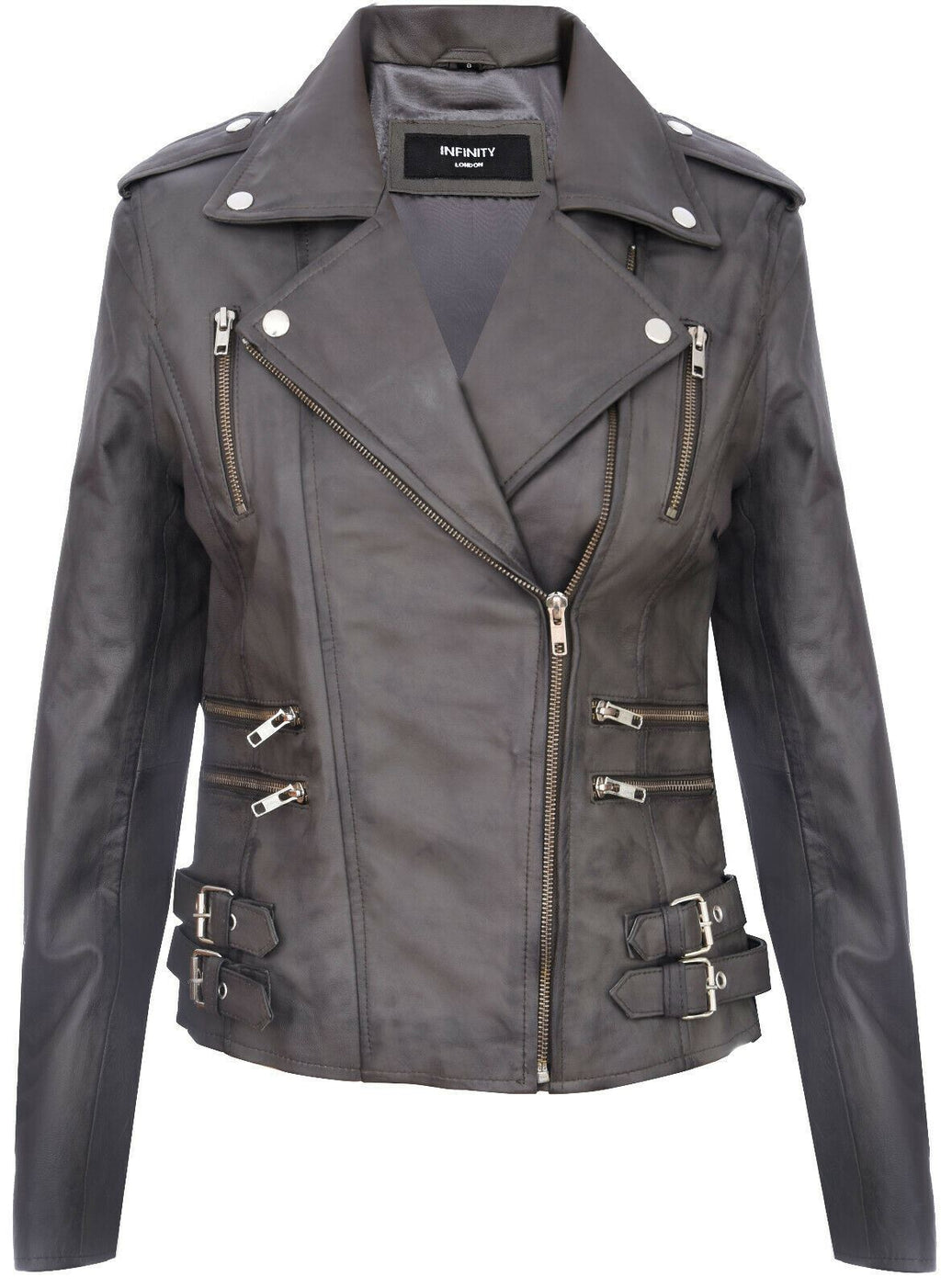 Womens Leather Brando Biker Jacket - Orlando