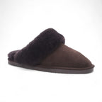 Women's Genuine Sheepskin Brown Suede Mule Winter Slippers - Luna