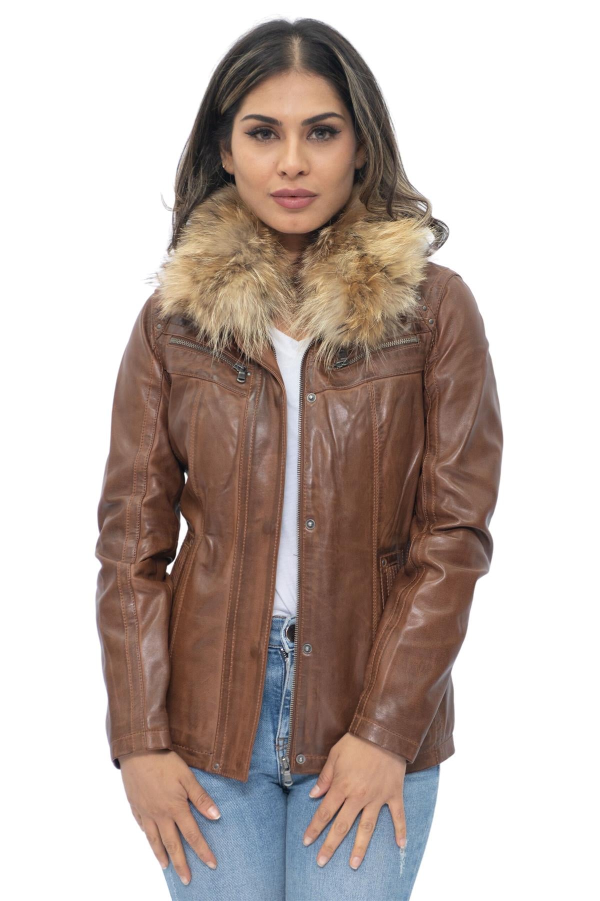 Womens Leather Parker Jacket-Arvada