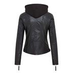 Womens Hooded Classic Biker Jacket - Brazzaville