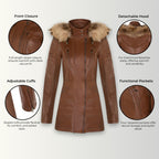 Womens Quilted Leather Parka Jacket-Curitiba