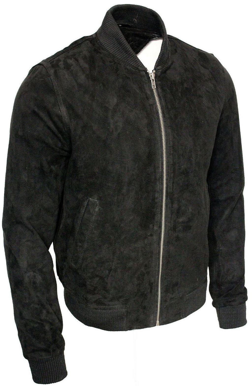 Mens Varsity Soft Suede Leather Bomber Jacket
