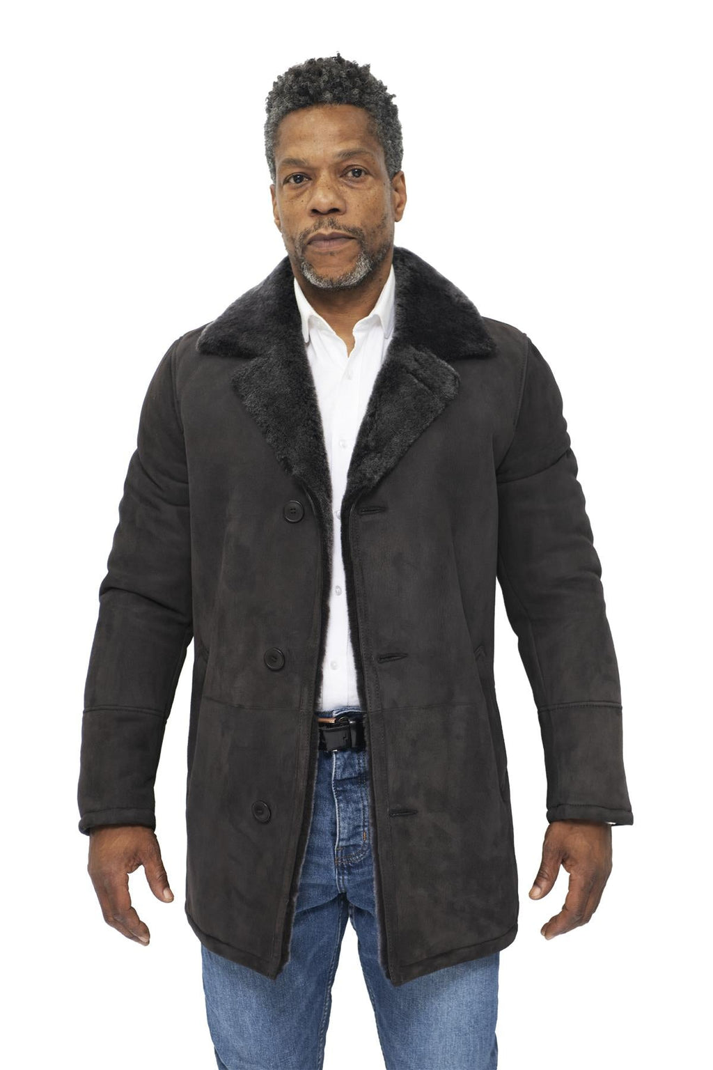 Mens Sheepskin Classic Car Coat-Avondale