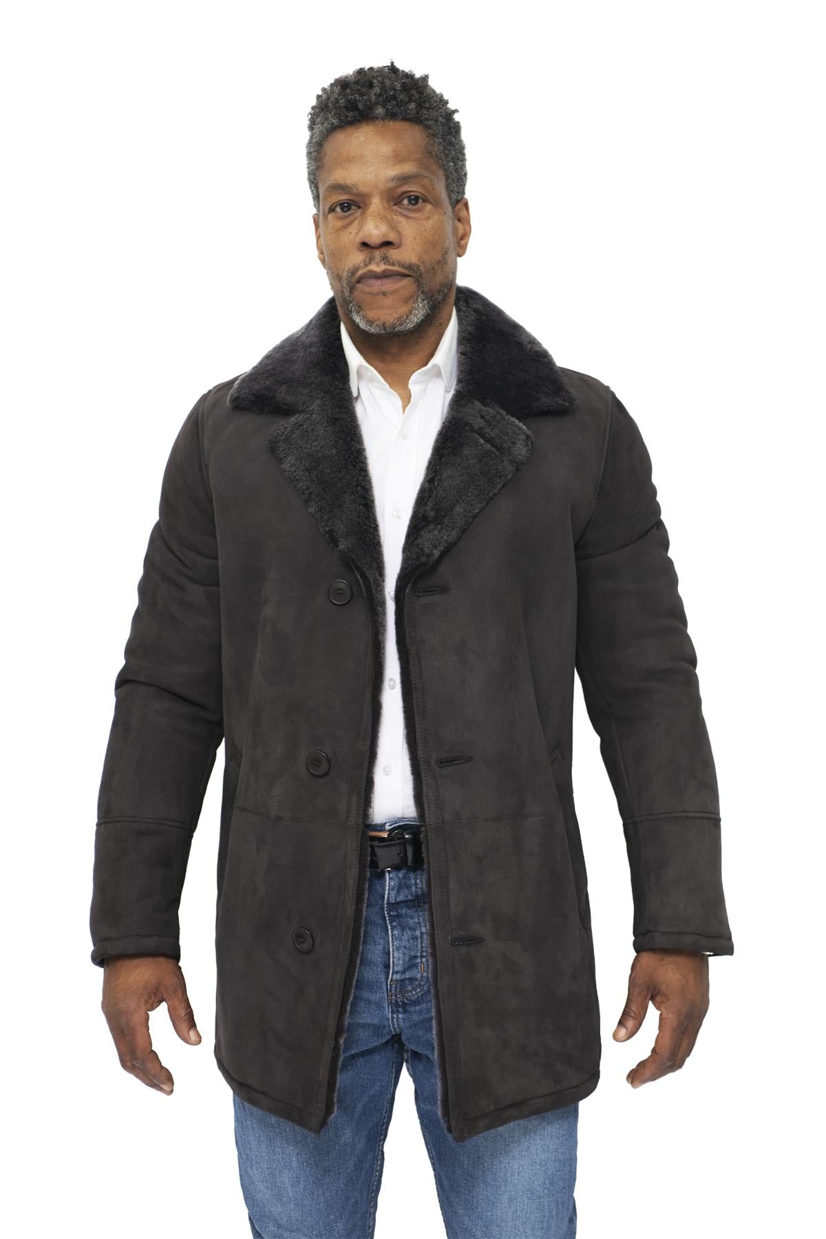 Mens Sheepskin Classic Car Coat-Avondale