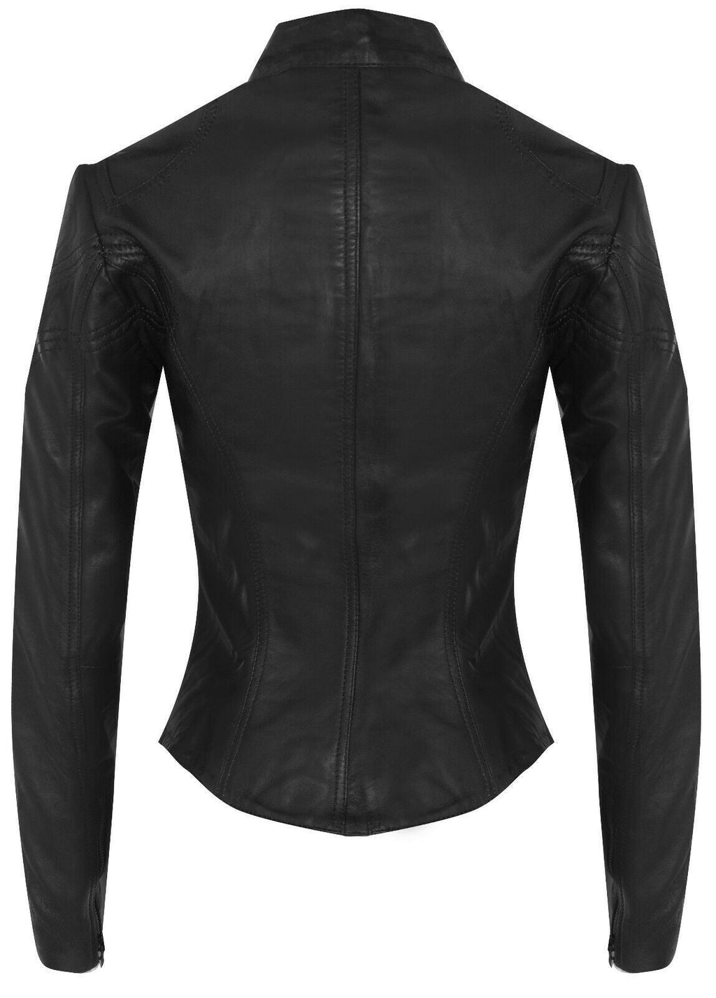 Womens Slim-Fit Leather Biker Jacket-Maldon