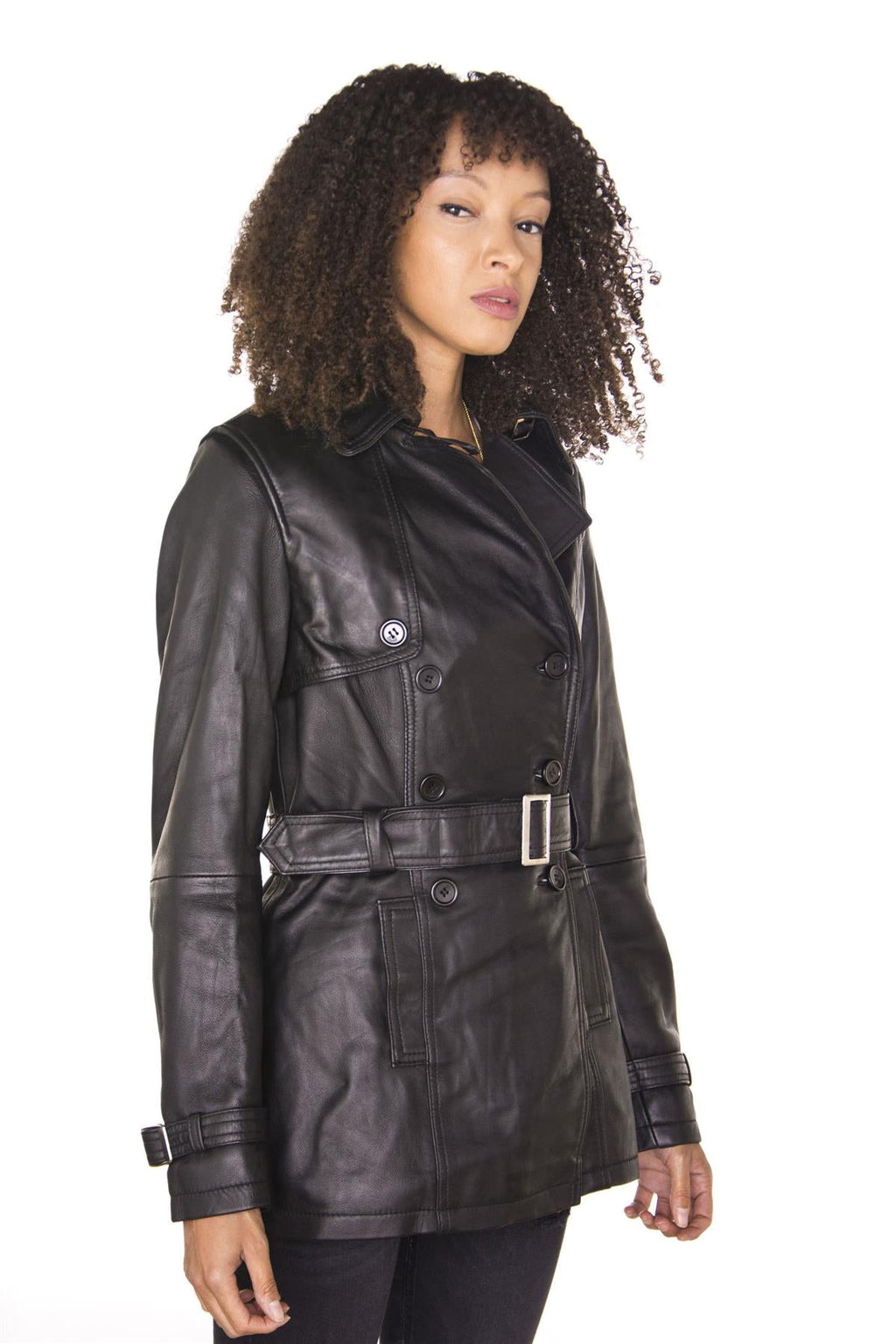 Womens Nappa Leather Trench Coat-Mosul