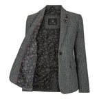 Womens Tweed 1920s Herringbone Grey Blazer