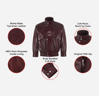 GRIZZLY Men's Leather Blouson Bomber Jacket