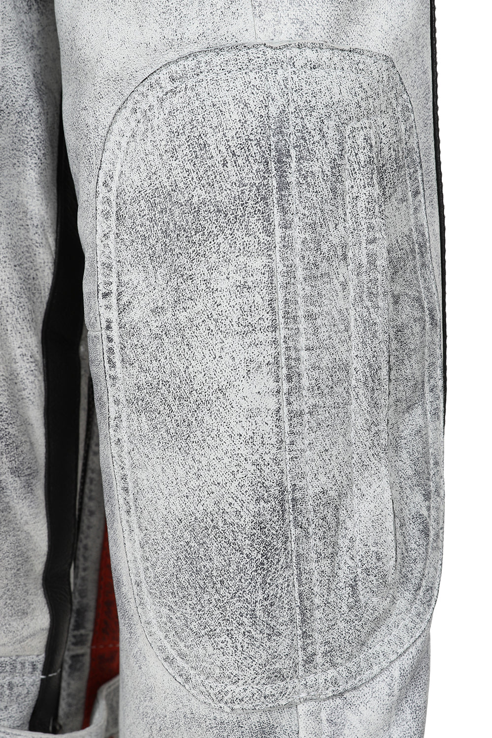 LLD Genuine Leather Racing Jacket White Denim Look - FRANK