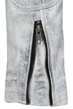 LLD Genuine Leather Racing Jacket White Denim Look - FRANK