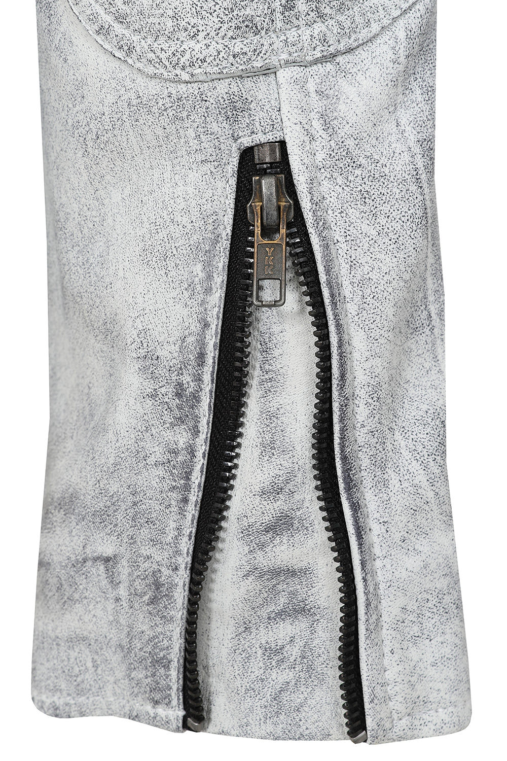 LLD Genuine Leather Racing Jacket White Denim Look - FRANK