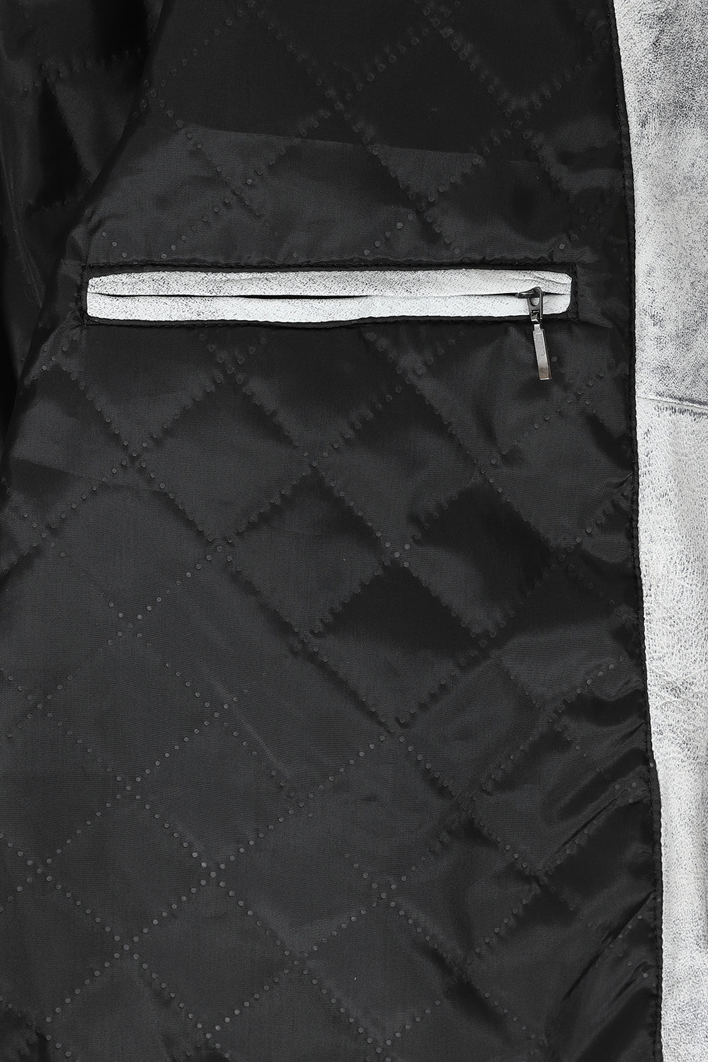 LLD Genuine Leather Racing Jacket White Denim Look - FRANK