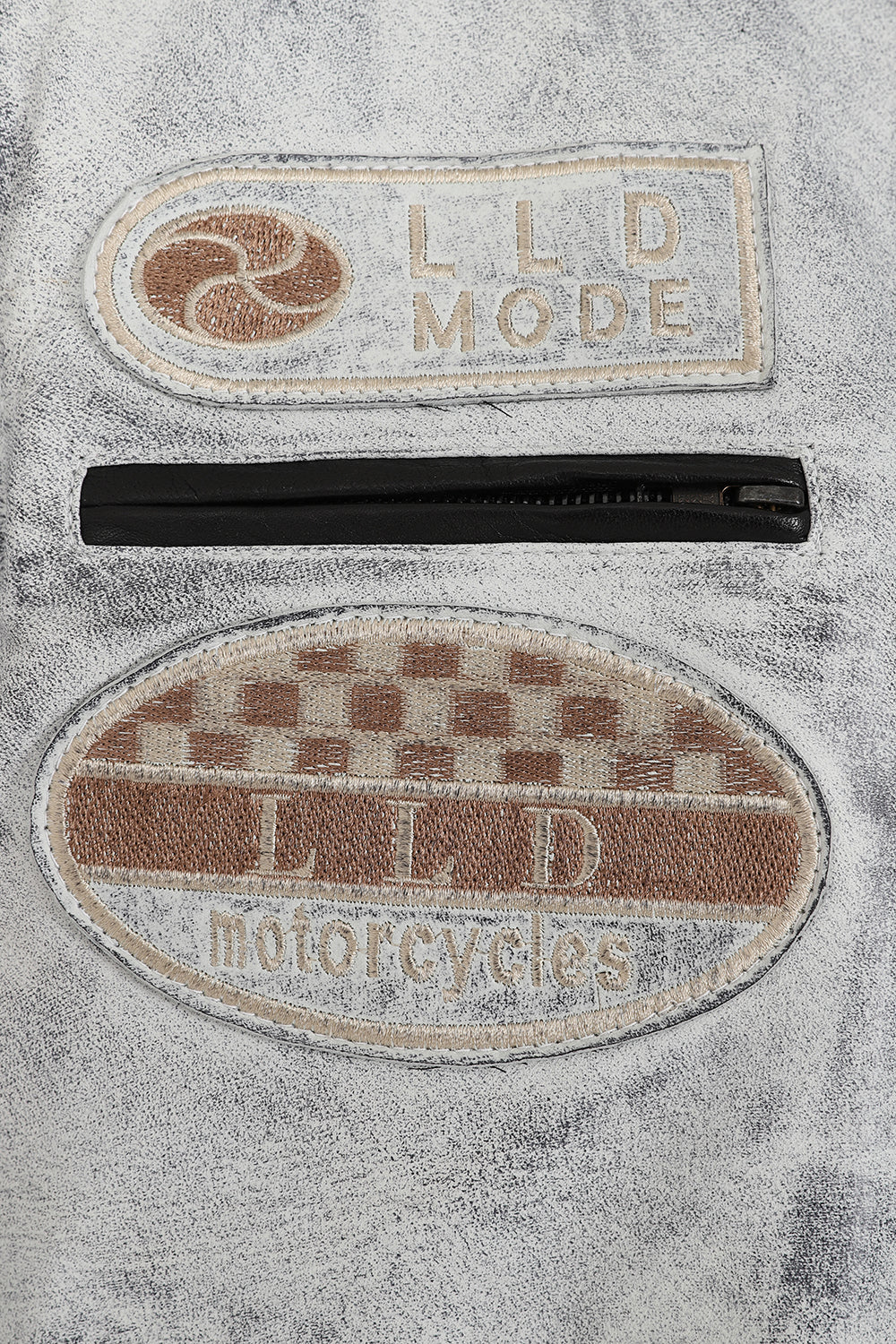 LLD Genuine Leather Racing Jacket White Denim Look - FRANK