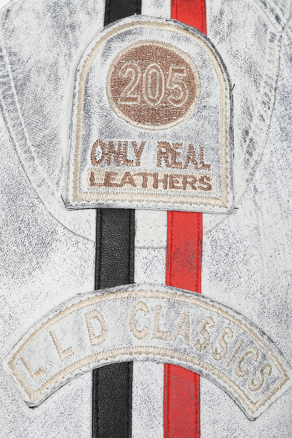 LLD Genuine Leather Racing Jacket White Denim Look - FRANK