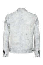 LLD Genuine Leather Racing Jacket White Denim Look - FRANK