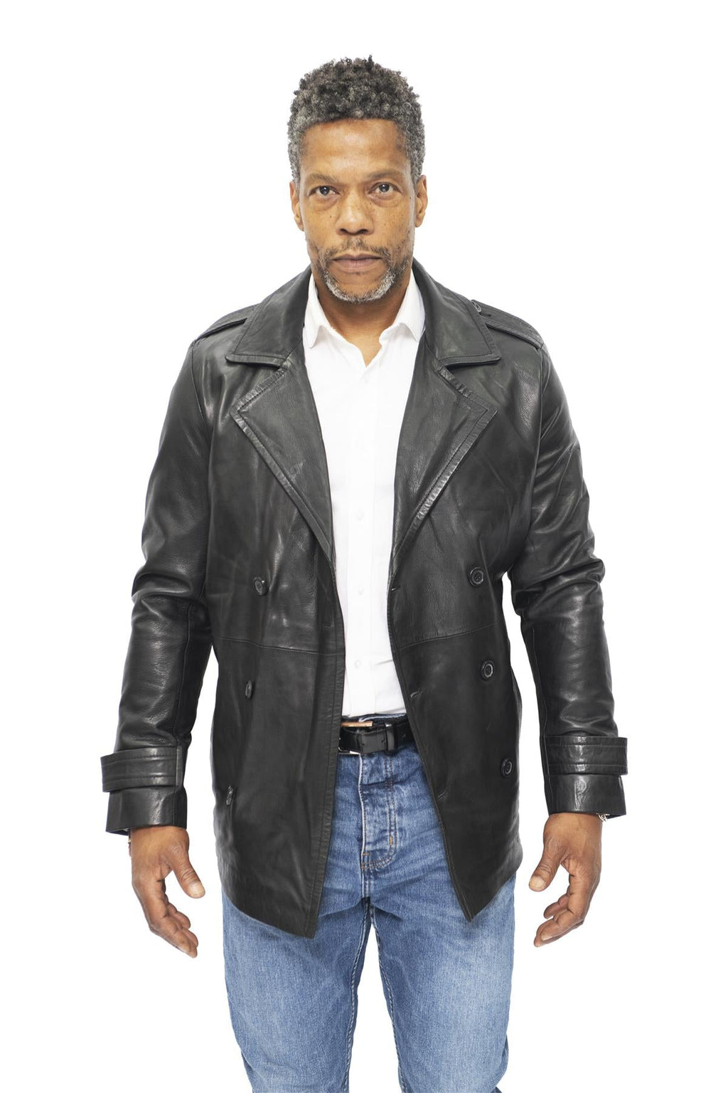 Mens Leather Peacoat-Amara