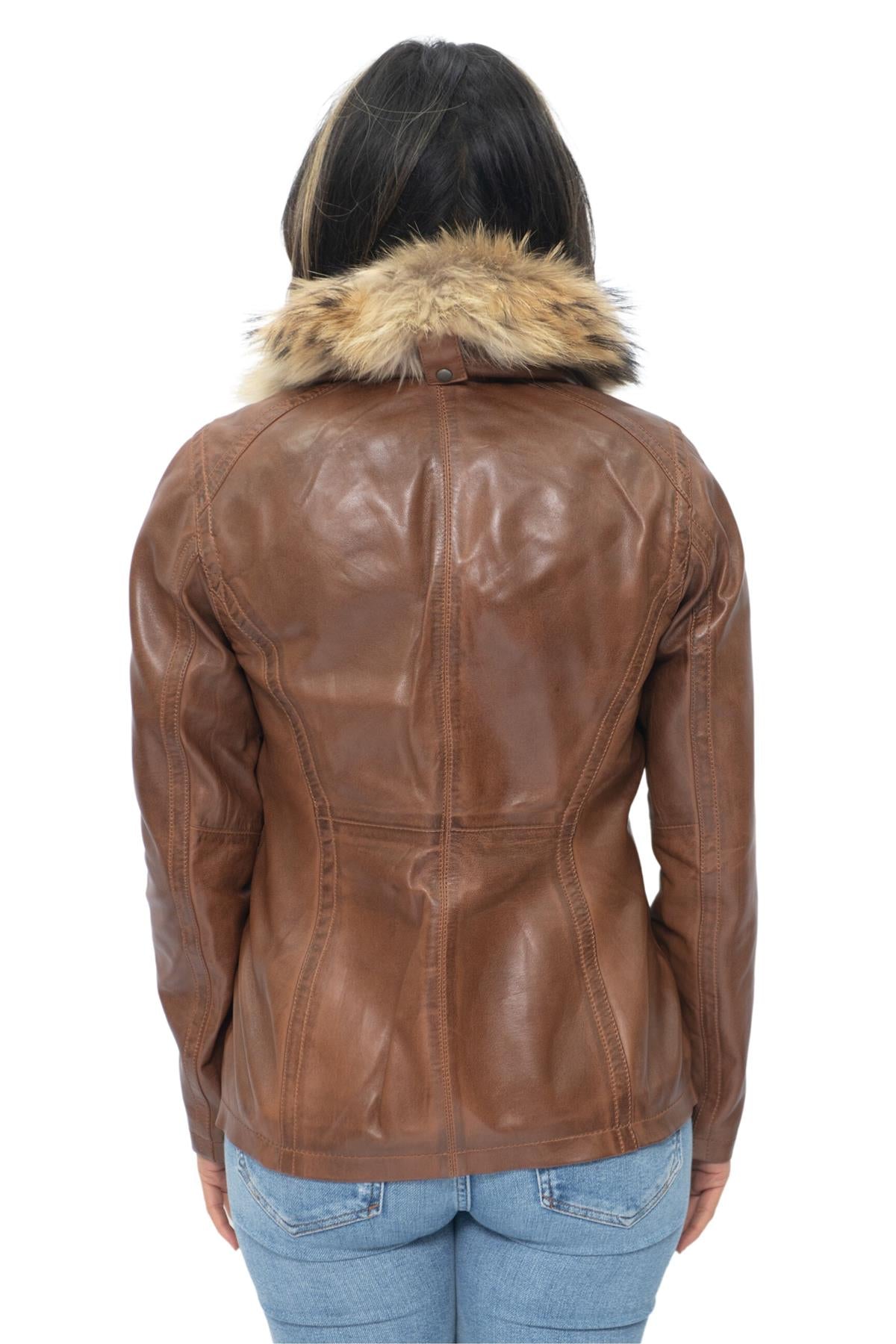 Womens Leather Parker Jacket-Arvada