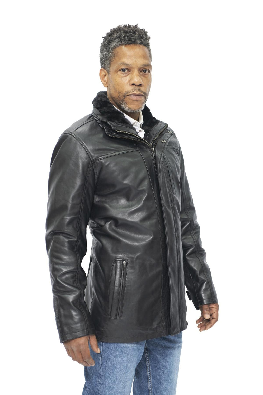 Mens Leather Mid Length Coat-Hanoi