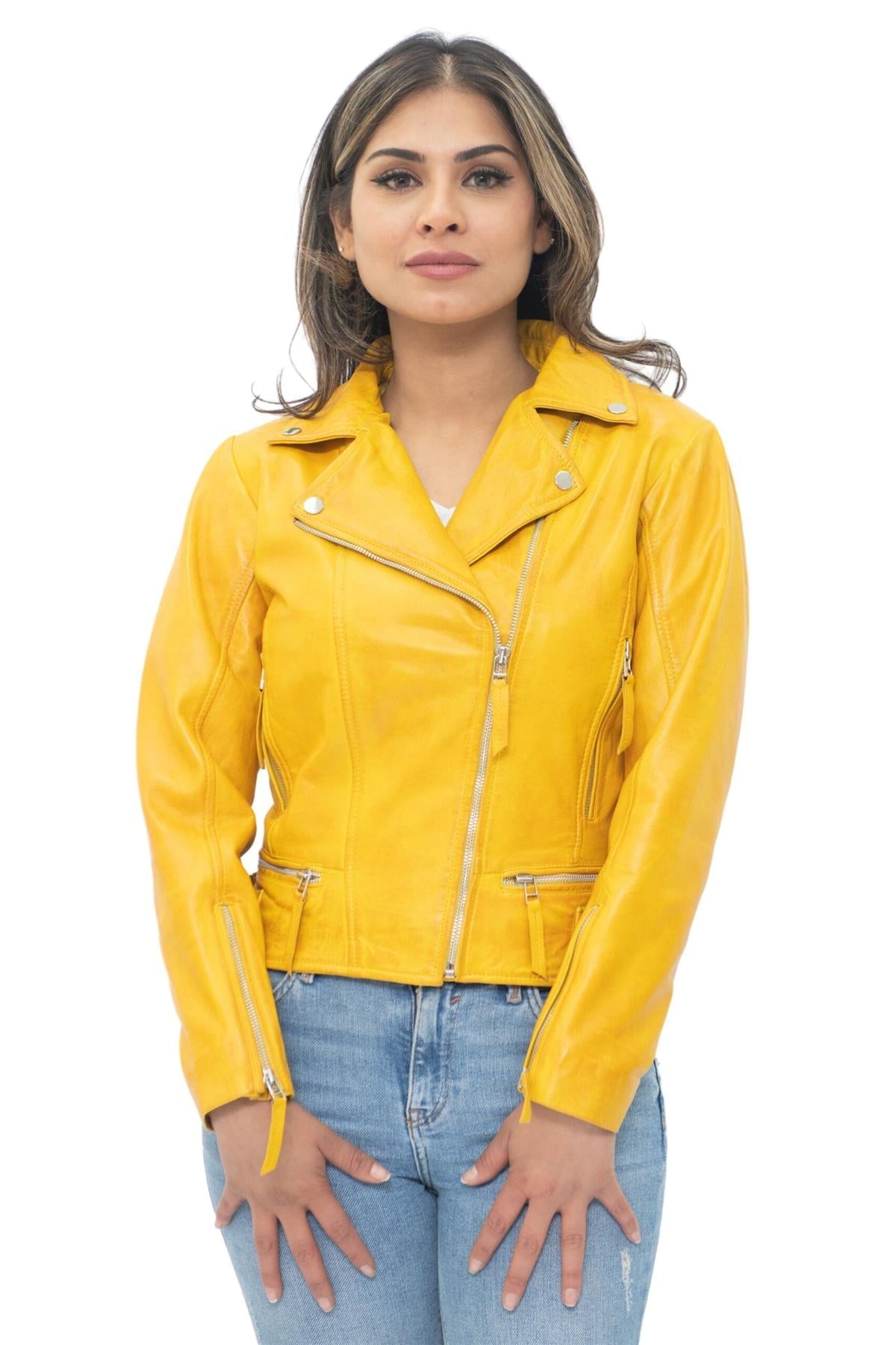 Womens Leather Biker Jacket-Stockholm