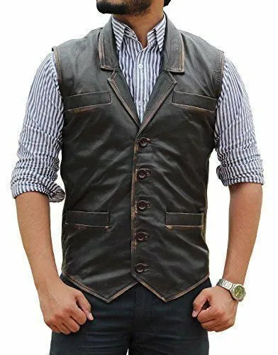 Impressive Men's Hell on Wheels Cullen Bohannan Leather Vest - Exude True Cowboy Power with Genuine Western Style