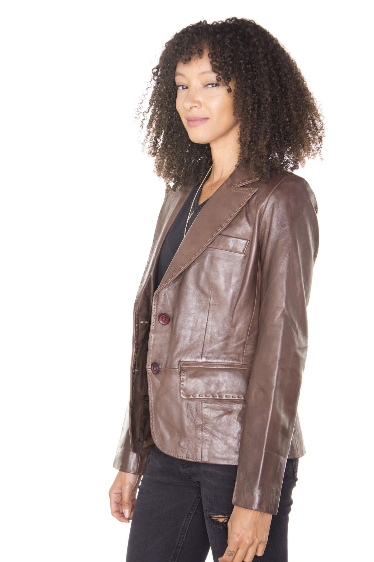 Womens Leather Blazer Jacket-Seregno