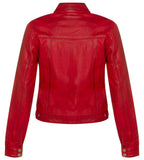 Womens Plain Leather Moto Biker Jacket-Braga