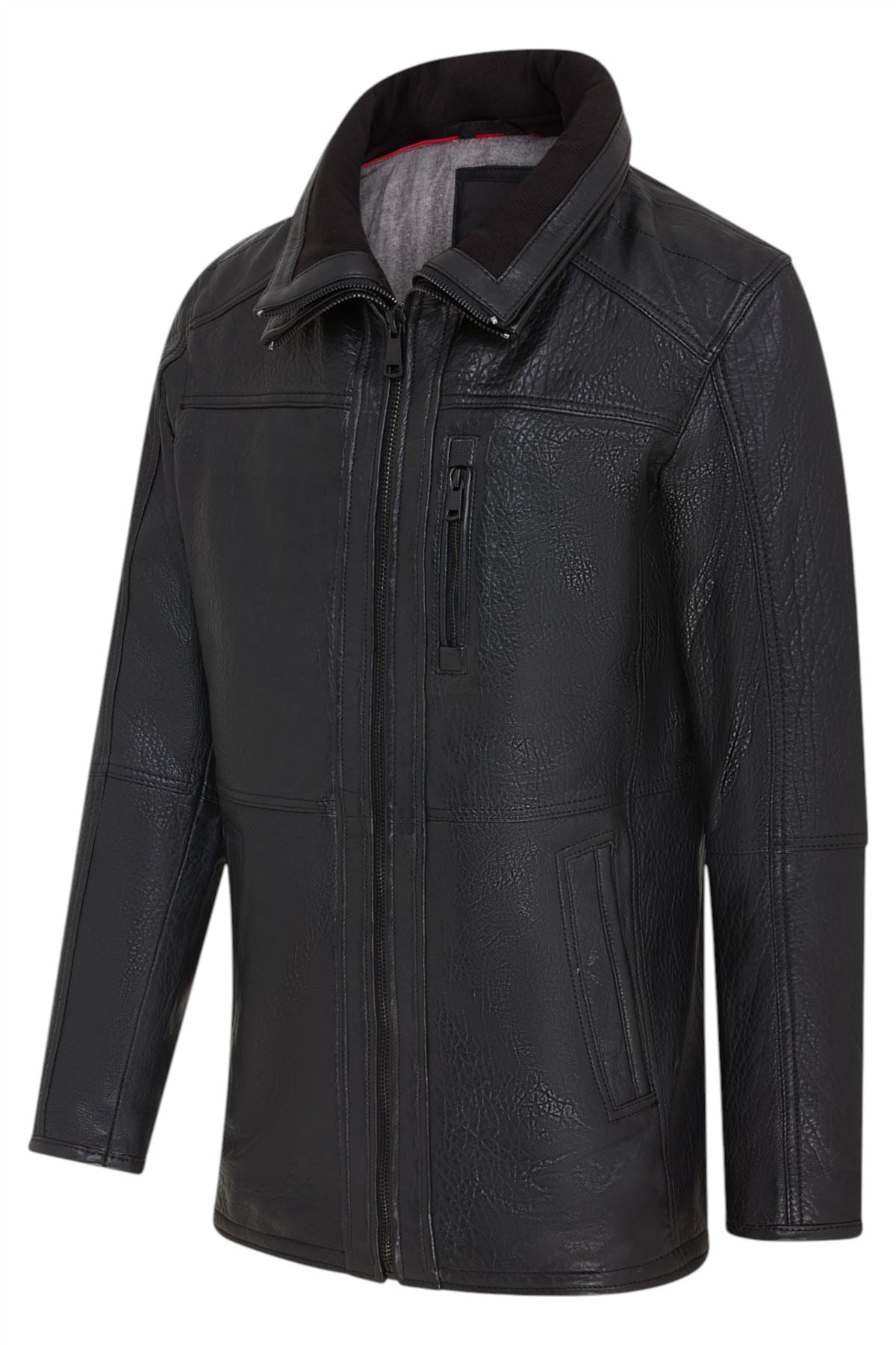 Mens Warm Mid-Length Leather Biker Coat - Sikander