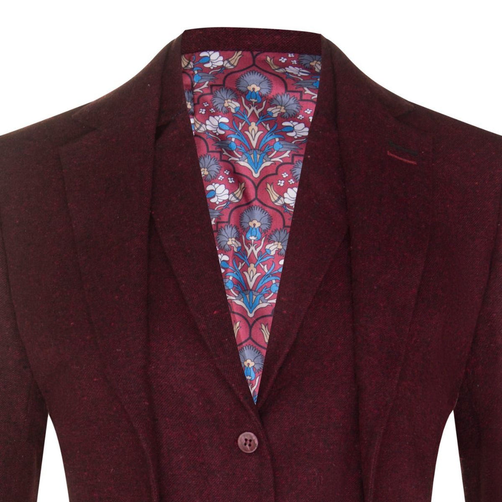 Womens 1920s  Wine Wool Classic Vintage Retro Blazer