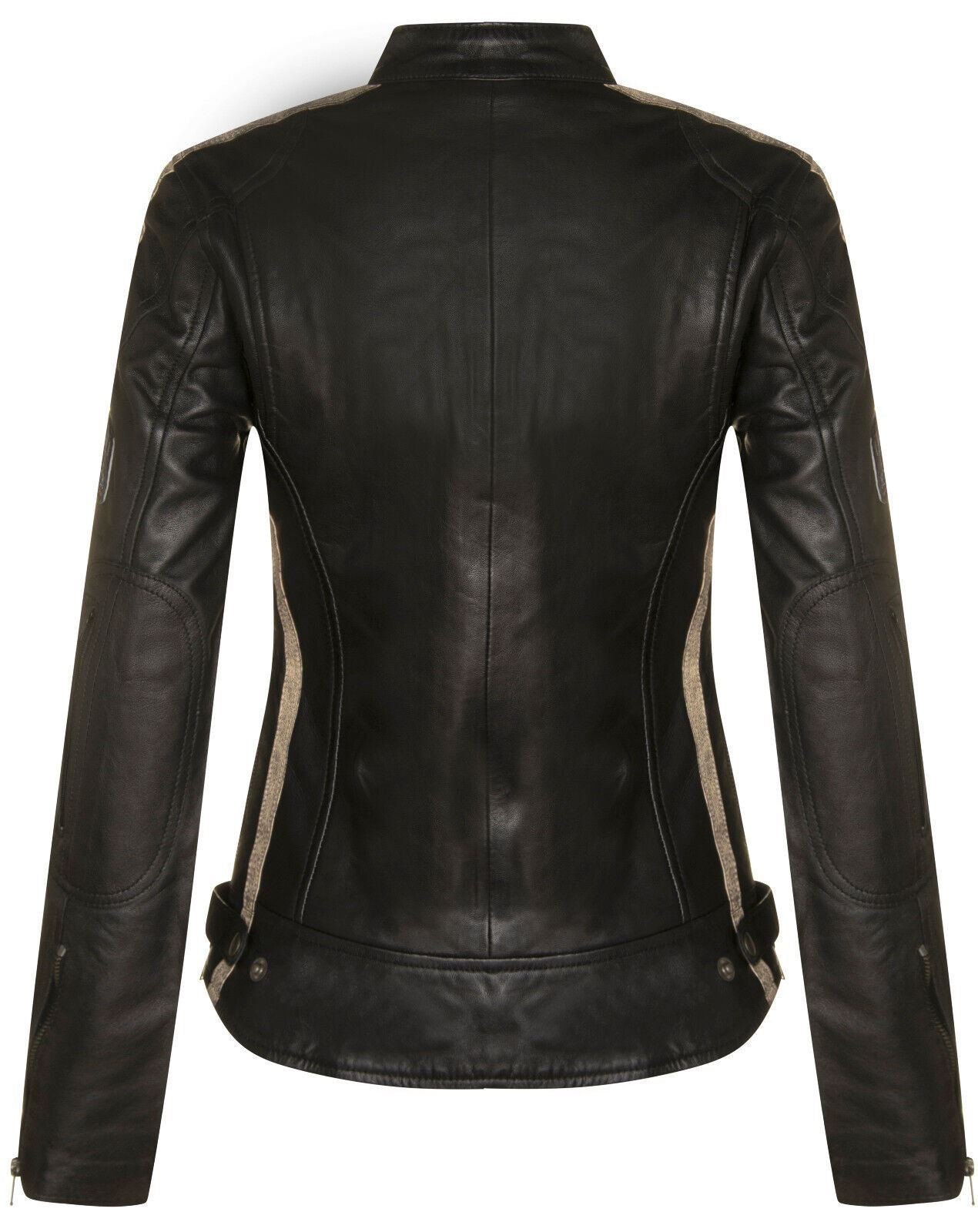 Womens Leather Biker Racing Badges Jacket-Agadir