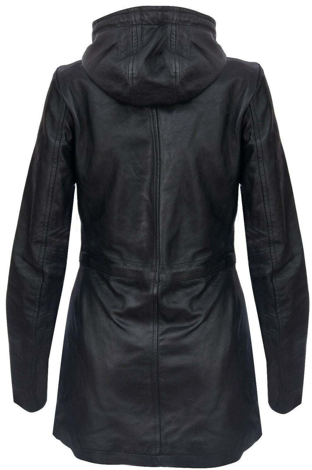 Womens Leather Hooded Parka Jacket-Bucharest