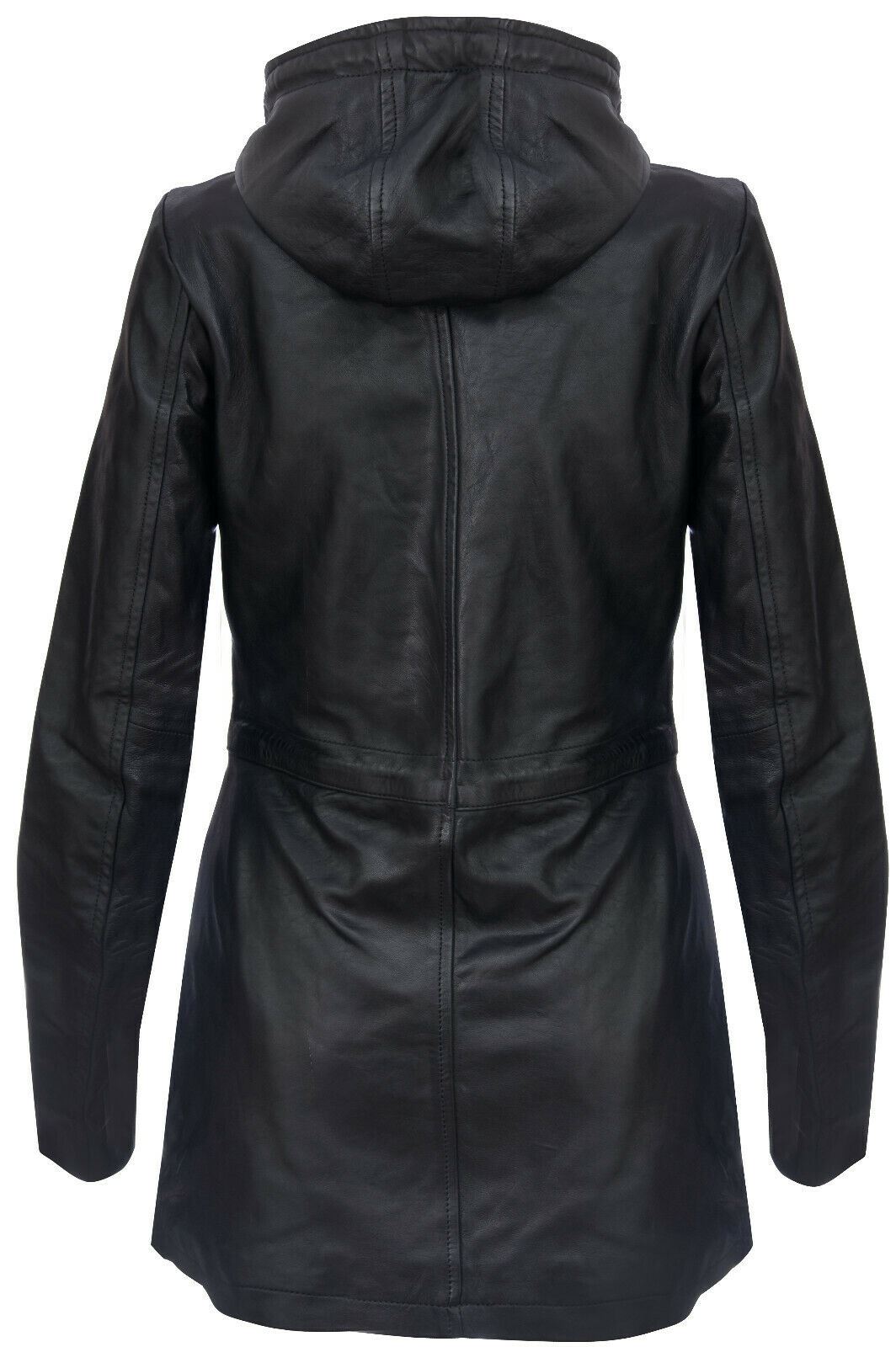Womens Leather Hooded Parka Jacket-Bucharest