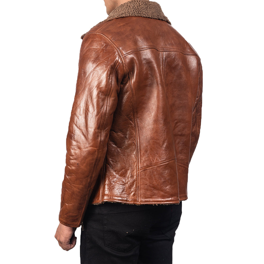Alberto Shearling Brown Leather Jacket